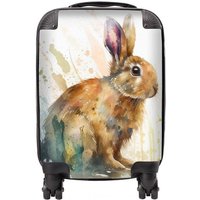 Warren Reed - Designer Rabbit Splash Watercolour Suitcase in Brown | Size: Medium
