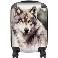 Warren Reed - Designer Loyal Wolf Watercolour Suitcase in Brown | Size: Medium