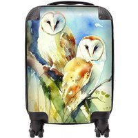 Warren Reed - Designer Barn Owls Watercolour Suitcase in Brown | Size: Cabin