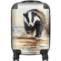Warren Reed - Designer Wading Badger Watercolour Suitcase in Brown | Size: Large