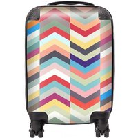 Warren Reed - Designer Geometric Multi Colored Chevron Pattern Suitcase in Red | Size: Mini Cabin