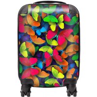 Warren Reed - Designer Rainbow Butterflies Suitcase in Red | Size: Medium
