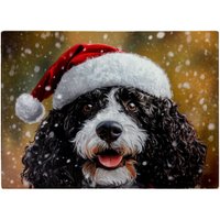 Warren Reed - Designer Christmas Spanish Water Dog Glass Chopping Board