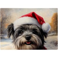 Warren Reed - Designer Snowy Christmas Skye Terrier Glass Chopping Board