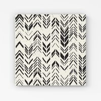 Warren Reed - Designer Hand Drawn Chevron Pattern Canvas in Black | Size: W30" x H30"