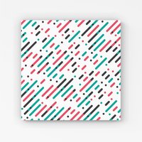Warren Reed - Designer Overlapping Coloured Diagonal Lines Canvas in Green | Size: W30" x H30"