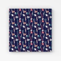 Warren Reed - Designer Hand Drawn Wild Flowers Canvas in Blue | Size: w40 inch x h40 inch