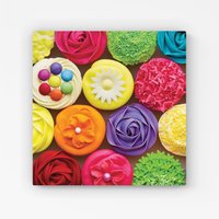 Warren Reed - Designer Bright Colourful Cupcakes Canvas in Yellow | Size: w40 inch x h40 inch