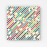 Warren Reed - Designer Coloured Diagonal Abstract Pattern Canvas in Green | Size: w40 inch x h40 inch