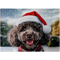 Warren Reed - Designer Snowy Christmas Poodle Glass Chopping Board