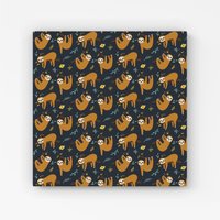 Warren Reed - Designer Cute Sloths Canvas in Brown | Size: W30" x H30"