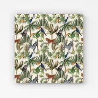 Warren Reed - Designer Exotic Trees & Animals Canvas in Green | Size: W16" x H16"