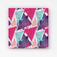 Warren Reed - Designer Shabby Geometric Pattern Canvas in Pink | Size: W30" x H30"