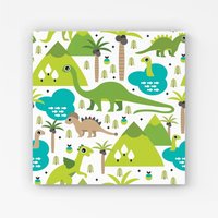 Warren Reed - Designer Baby Dinosaur Print Canvas in Green | Size: W16" x H16"