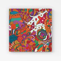 Warren Reed - Designer Mehndi Design Canvas in Red | Size: W30" x H30"