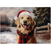 Warren Reed - Designer Christmas Golden Retriever Glass Chopping Board