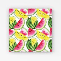 Warren Reed - Designer Colourful Melon Pattern Canvas in Yellow | Size: w40 inch x h40 inch