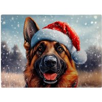 Warren Reed - Designer Snowy Christmas Giant Schnauzer Glass Chopping Board