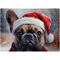 Warren Reed - Designer Christmas French Bulldog Glass Chopping Board