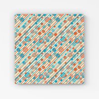 Warren Reed - Designer Retro Stripes & Circles Canvas in Blue | Size: W30" x H30"