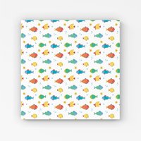 Warren Reed - Designer Swimming Fish Canvas in Blue | Size: W30" x H30"