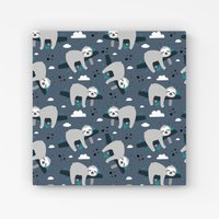 Warren Reed - Designer Sleeping Sloth Pattern Canvas in Grey | Size: w40 inch x h40 inch
