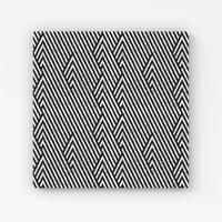 Warren Reed - Designer Oblique Black Grunge Pattern Canvas | Size: W30" x H30"