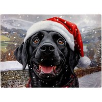 Warren Reed - Designer Christmas Black Labrador Glass Chopping Board