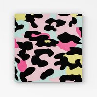 Warren Reed - Designer Colourful Leopard Print Canvas in Pink | Size: w40 inch x h40 inch
