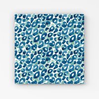 Warren Reed - Designer Watercolour Leopard Print Canvas in Blue | Size: W16" x H16"