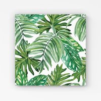 Warren Reed - Designer Exotic Rainforest Leaves Canvas in Green | Size: W16" x H16"
