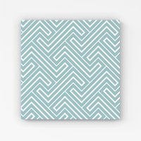 Warren Reed - Designer Blue & White Geometric Pattern Canvas in Green | Size: W30" x H30"
