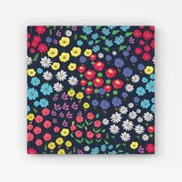 Warren Reed - Designer Multicoloured Flower Pattern Canvas in Red | Size: W16" x H16"