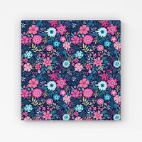 Warren Reed - Designer Cute Colourful Flower Pattern Canvas in Blue | Size: w40 inch x h40 inch