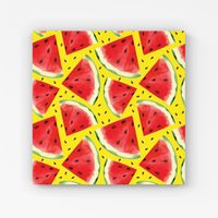 Warren Reed - Designer Watermelon Pattern Canvas in Red | Size: W16" x H16"