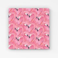 Warren Reed - Designer Watercolour Flamingo Hearts Canvas in Pink | Size: W30" x H30"