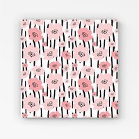 Warren Reed - Designer Pastel Pink Flowers Canvas | Size: W30" x H30"