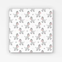 Warren Reed - Designer Cute Hand Drawn Zebra Canvas in White | Size: w40 inch x h40 inch