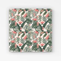 Warren Reed - Designer Dark Tropical Green Leaves Canvas | Size: W16" x H16"