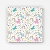 Warren Reed - Designer Unicorn & Rainbows Canvas in Blue | Size: W16" x H16"