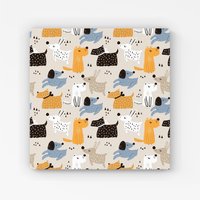 Warren Reed - Designer Hand Drawn Dogs Canvas in Brown | Size: W16" x H16"