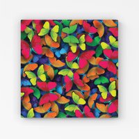 Warren Reed - Designer Rainbow Butterflies Canvas in Red | Size: W30" x H30"