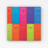 Warren Reed - Designer Colourful English Doors Canvas in Red | Size: W30" x H30"