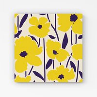 Warren Reed - Designer Vintage Tropical Flowers Canvas in Yellow | Size: W16" x H16"