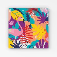 Warren Reed - Designer Tropical Flamingoes Canvas in Pink | Size: W16" x H16"