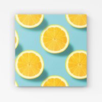 Warren Reed - Designer Fresh Lemons Canvas in Blue | Size: w40 inch x h40 inch