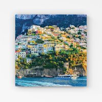 Warren Reed - Designer Positano, Amalfi Coast Canvas in Green | Size: W16" x H16"