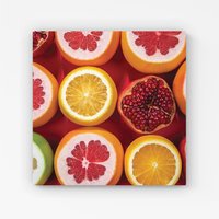 Warren Reed - Designer Citrus & Pomegranate Canvas in Red | Size: W30" x H30"