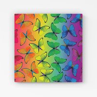 Warren Reed - Designer Multicoloured Butterfly Pattern Canvas in Green | Size: W16" x H16"