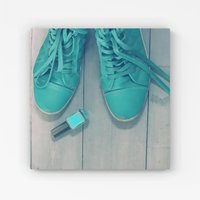 Warren Reed - Designer Lipstick Shoes Canvas in Blue | Size: W30" x H30"